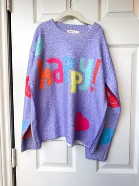 baby sara long sleeve sweater 'happy!' size 10 girls EUC